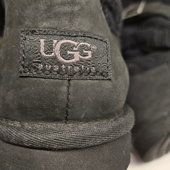 Ugg 1007691 Cassidee Tall Black Suede and Knit Double Buckle Boots - US 9 EU 40 - Picture 7 of 10